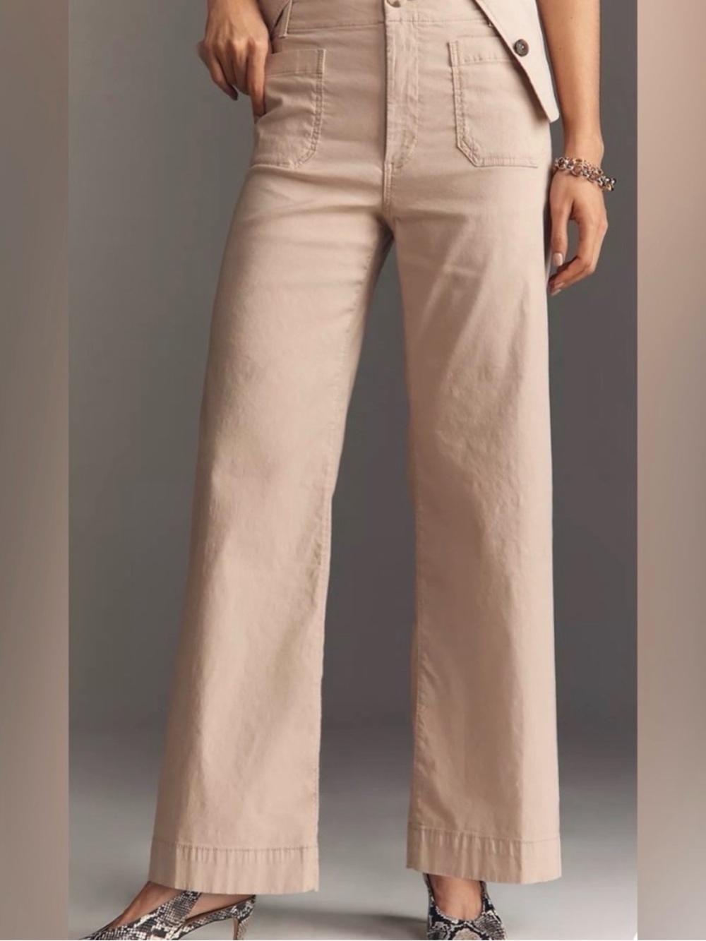 Maeve Colette full length pant 25 Wide leg in Light Beige